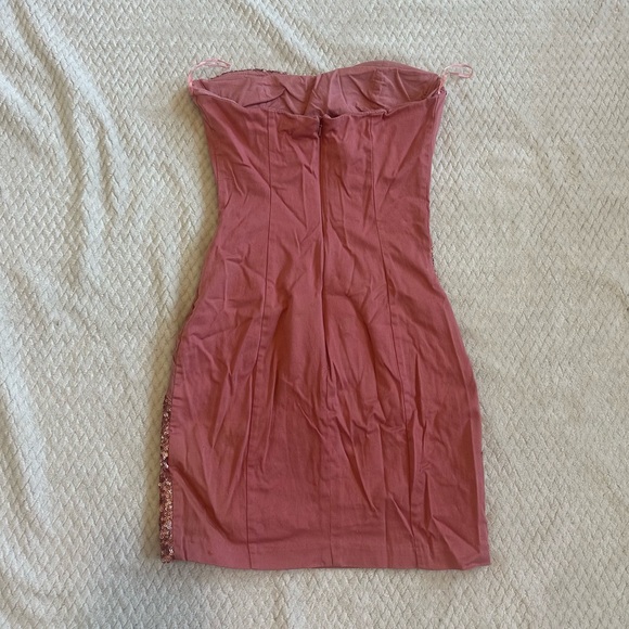 Pink Strapless Dress with Sequins size 2 - Picture 2 of 2